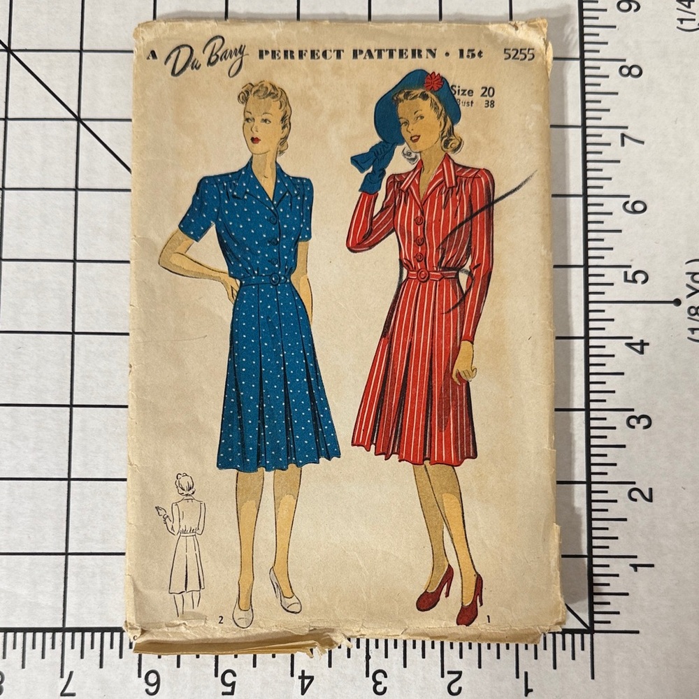 1930s Du Barry 5255 Shirtwaist Dress Pattern | Size 20 Bust 38 | Cut Complete